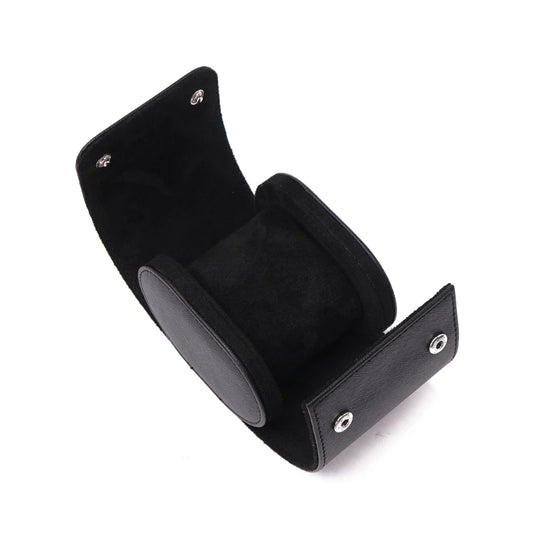 Real black leather single watch roll