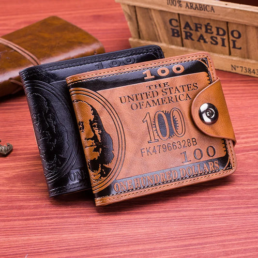 Men's Wallets With 100 US Dollar Pattern Wallet